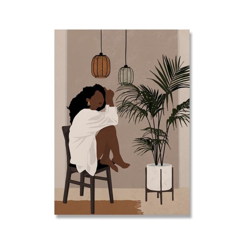 Africa Boho Queen Black Woman Hand Nordic Poster  Print  Abstract Canvas Wall Art for Living Room  Decorative Wall Pictures