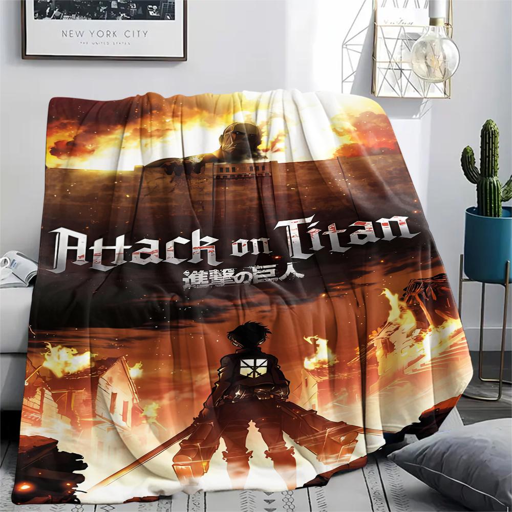 1PC Attack On Titan Print Flannel Blanket, High Quality All Seasons, Home Decor, Warmth and Comfort, Perfect for Christmas Gifts