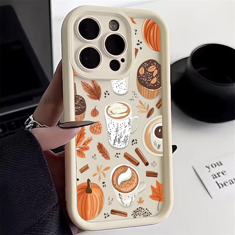 Maple Leaf Pumpkin Coffee Silicone Soft Phone Case For iPhone 17 16 15 14 13 12 11 Pro Max 17 Air 16E XS X XR 7 8 Plus SE2 Cover