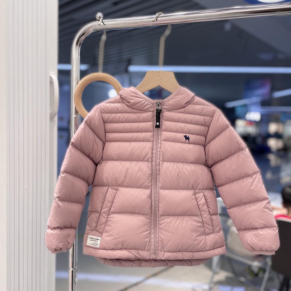 

Детская легкая пуховая куртка - Зимнее пальто с капюшоном в корейском стиле для мальчиков и девочек, 90% белый утиный пух 150 cm