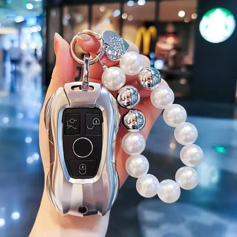 Car Key Case Cover For Mercedes Benz C E A B S Class Gle Gla Glb, Soft Tpu Key Fob Protector With Luxury Zinc Alloy Frame