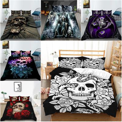 3D Printed Bedding Set Skull Pillow Cover Quilt Cover Bedding Set Duvet Cover Full Size Single/Double Bed Home Decoration