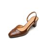 Fashion NEW Summer Women Sandals Genuine Leather Shoes for Women Cover Toe Slingback Shoes Narrow Band Square Toe High Heel Women Shoes
