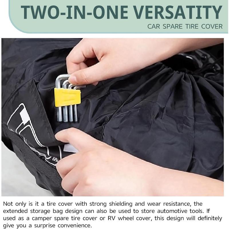 Universal Car Spare Tire Cover 31.49 Inch Black Wheel Protector Dust Waterproof UV Resistant Tire Storage Bag Auto Accessories
