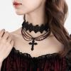 Punk beaded choker fringed chain girl, halloween party imitation gemstone handmade collar