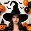 Tall Pointed Cone Top Halloween Wizard Hat Gothic Pointed Mage Hat Cosplay Witch Cap  Role Play