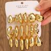 3-pairs Set Gold Set Earrings For Women Imitation Metal Earing Jewelry Trending Exaggerated C Earrings Combination