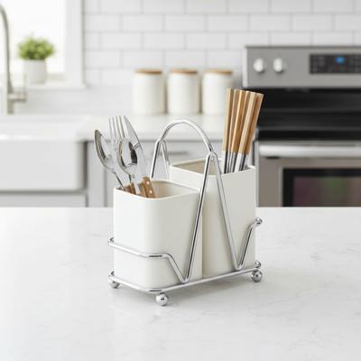 Carbon Steel Chopsticks Storage Box Large Capacity Space Saving Cutlery Storage Rack Countertop Type Detachable Utensil Holder