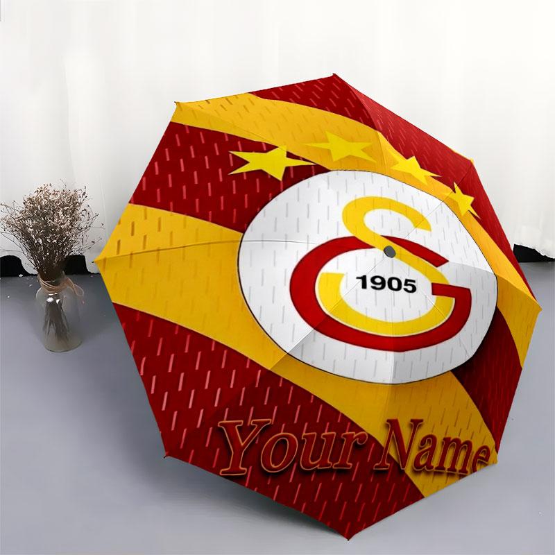 1 PC Automatic Folding Umbrella - Galatasaray S Custom Name Pattern, Portable & Foldable Design with 8 Ribs, Christmas Birthday Gifts