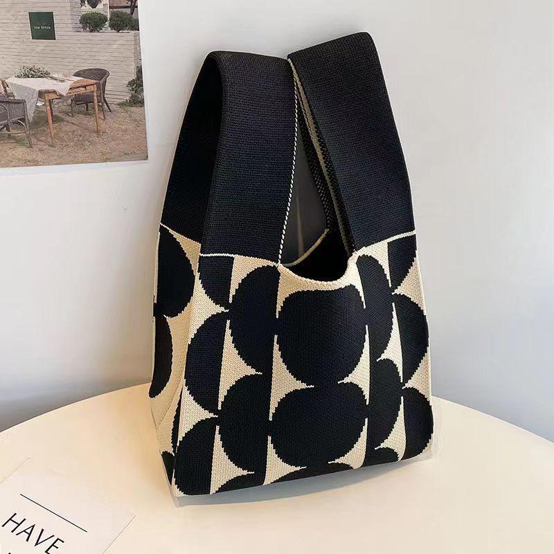Panda Knit Women's Cross-Border Wrist Tote Handbag