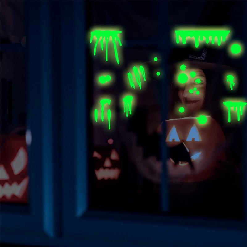 Imitation Blood Hand Foot Luminous Print Stickers Waterproof Horror Zombie Halloween Car Wall Door PVC Party Haunted House Decor