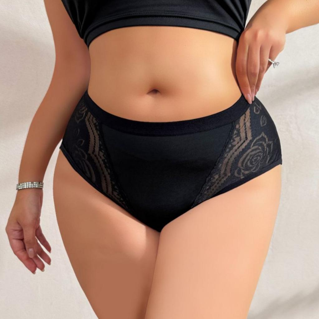 Culottes Sexy Florales en Dentelle Grande Taille pour Femmes Confortables Respirantes Taille Haute Culottes pour Filles Rondes