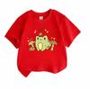 Kids Boys Girls 100% Cotton Crew Neck Short Sleeve T-Shirt, Cute Cartoon Frog with Flower Mushroom Print Casual Soft Summer Tee for Children Daily Wea