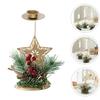 1pc Holder Christmas Decoration Wooden Iron Xmas Party Candlestick Desktop Tabletop Decorative Stand Festive Holiday