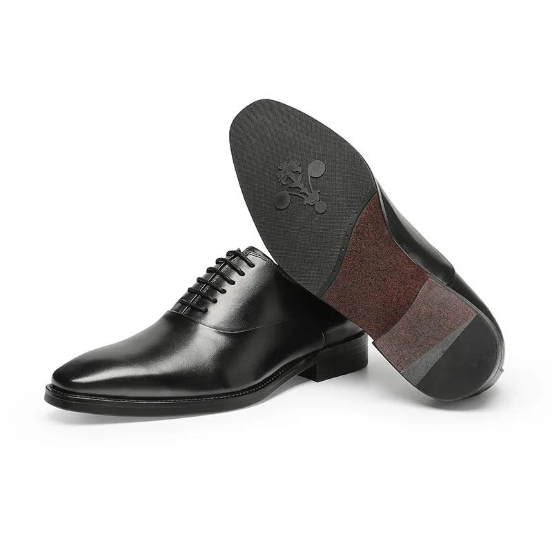 

Модные туфли из коровьей кожи в британском стиле, роскошные туфли ручной работы 2024 года, деловые мужские туфли с короткими каблуками и квадратной головкой 37 чёрный