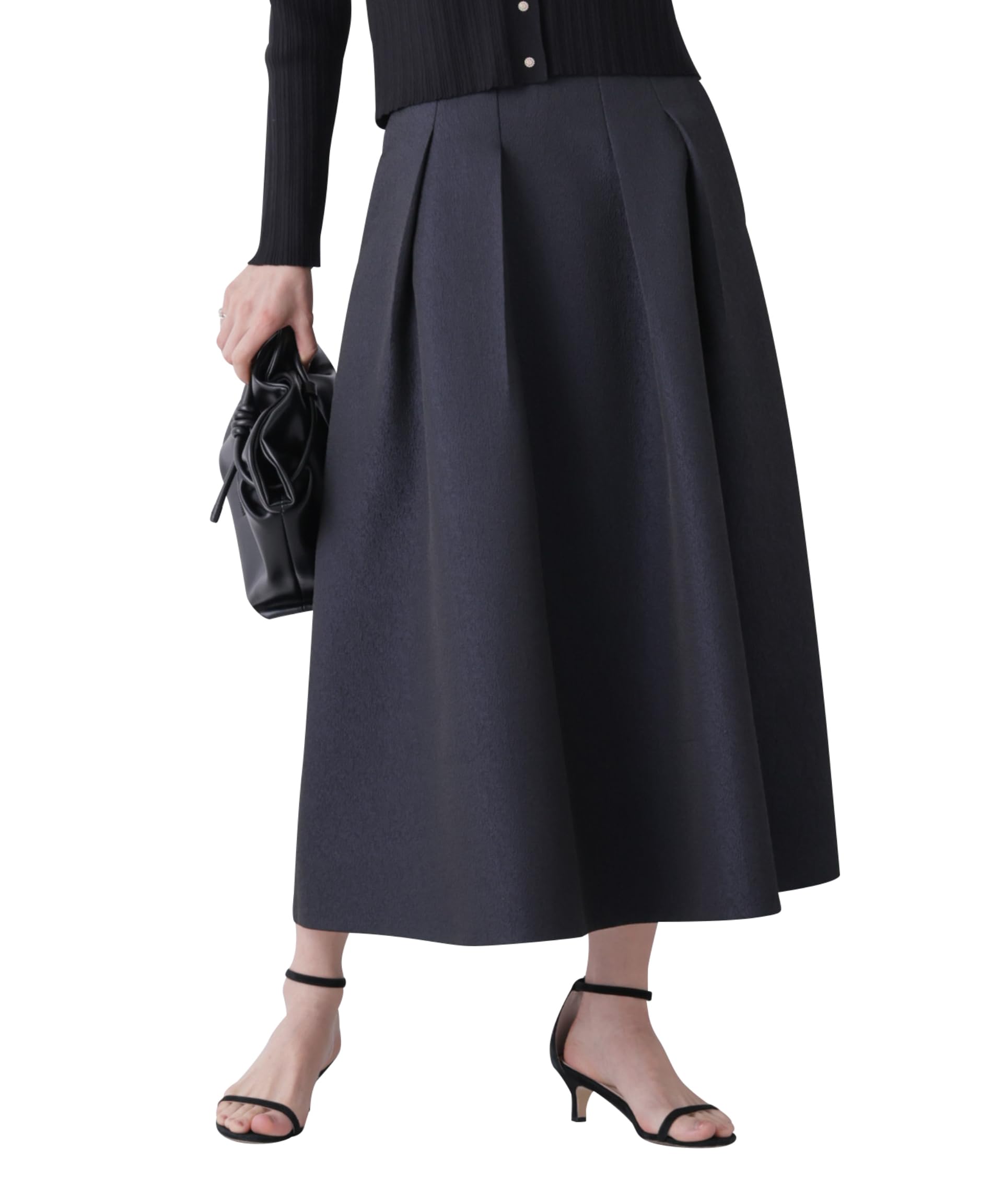 

[Nano Universe] Jacquard Volume Tuck Skirt Women s S 121 D. Navy 669-6130303