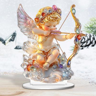 Valentýnská stolní ozdoba, lehká sběratelská 2D figurka anděla, socha