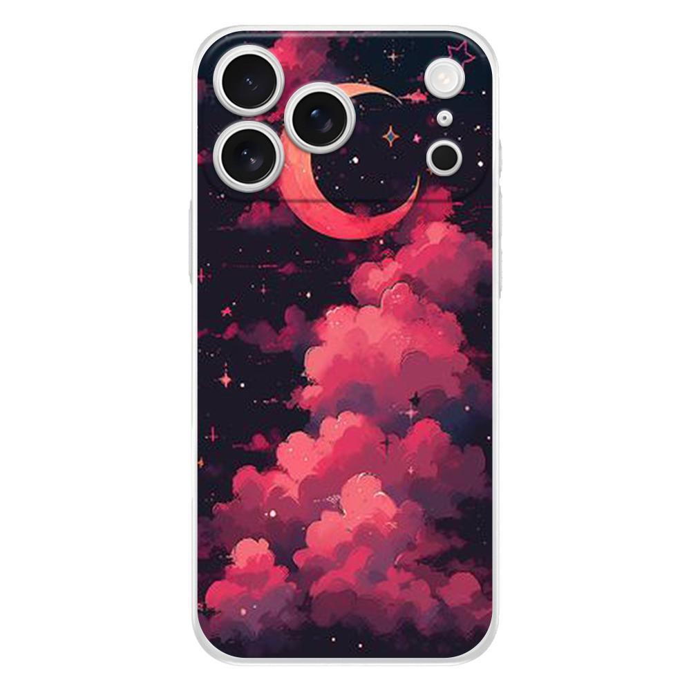 Soft Clear TPU Phone Case For iPhone 17 Air 16E 16 11 15 14 Pro MAX 12 13 7 8 Plus SE Easter Cover Moon Cloud Comic Style