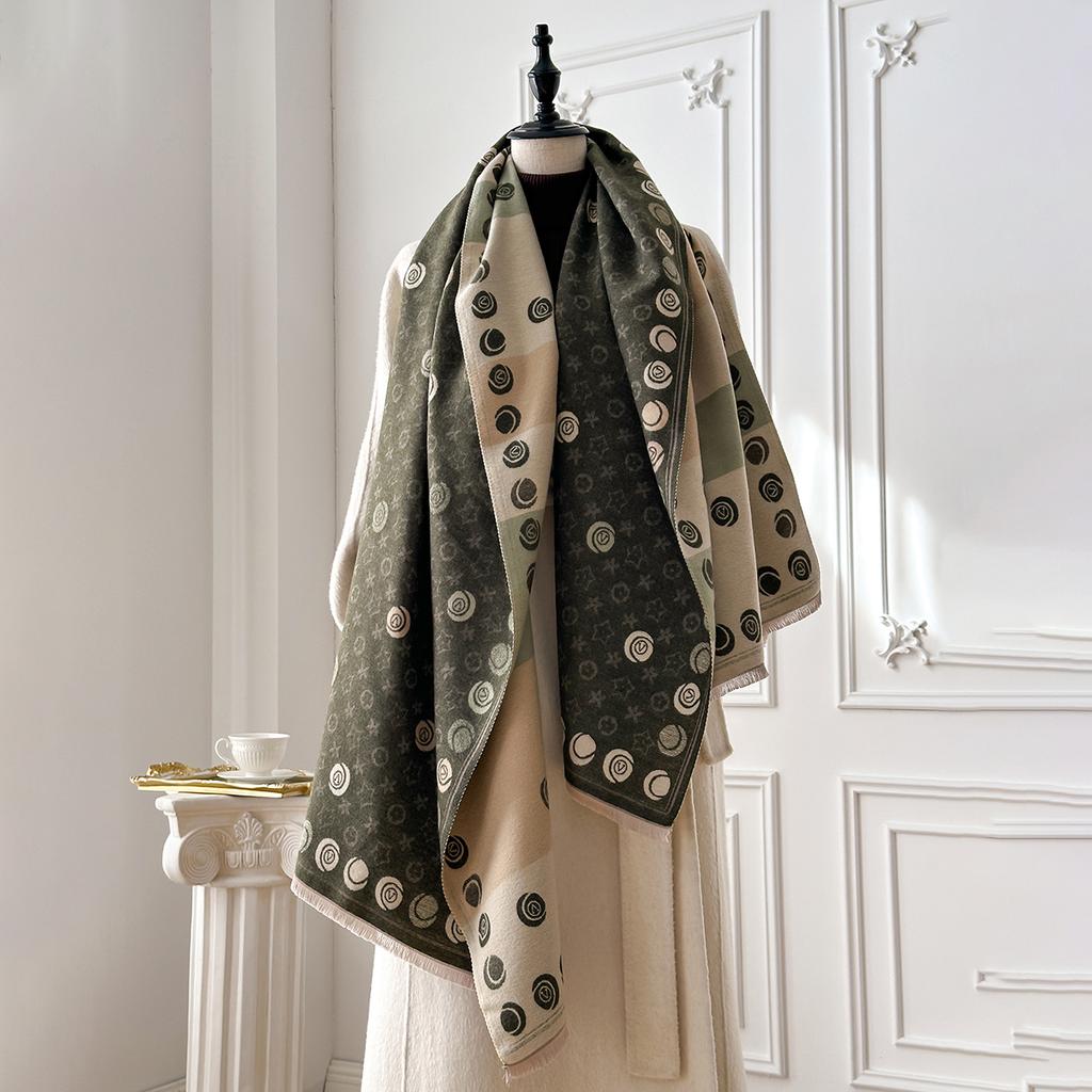 Women'S Luxury Faux Cashmere Scarf Warm Thick  Autumn Winter Pashmina Blanket Poncho Fashion Print For Fashionable Accessories