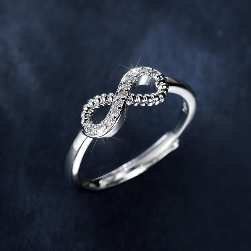 Hot-selling goods 8-character half-edge diamond-set open ring, simple personalized ins wind ring, popular платиновый