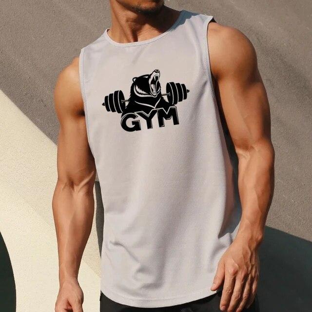 Herre Sommer Hurtigtørkende Gym skjorte Street Ermeløse T-skjorter For Menn Tank Tops Trening Fitness Singlets Sports Vest Klær