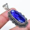 Natural Blue Jade Gemastone 925 Sterling Silver Jewelry Pendant 2.05" AP-14442