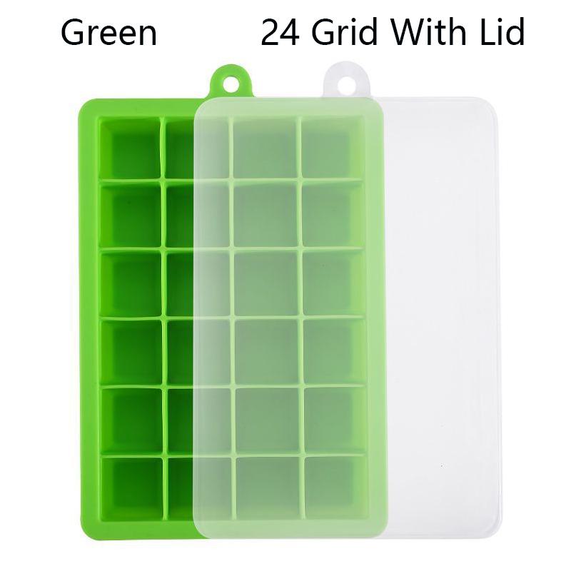 24 Grids Ice Tray Mold Food Grade Silicone Ice Tray with Lid Ice Cube Mold Drinks Whiskey Cocktails Tools Ice Mold Trays Lids