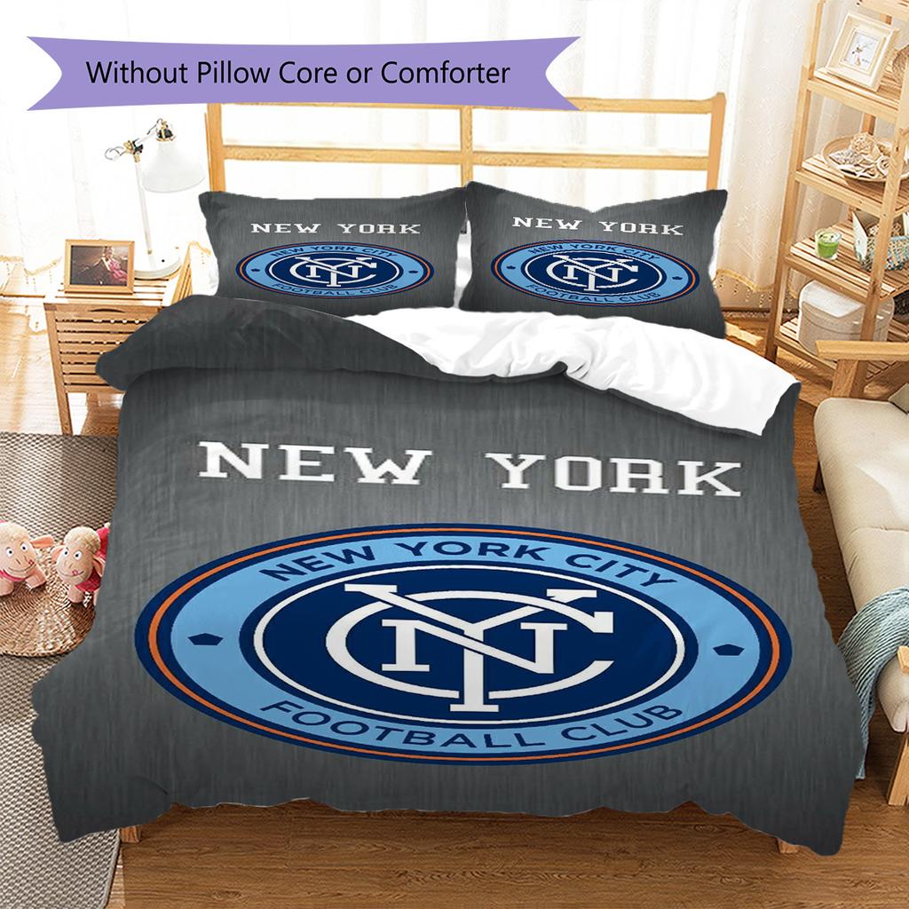 New York City FC Pattern Bedding Set Quilt Cover Pillowcase Home Decor Gift (1 * Duvet Cover + 2 * Pillowcase, Without Core)