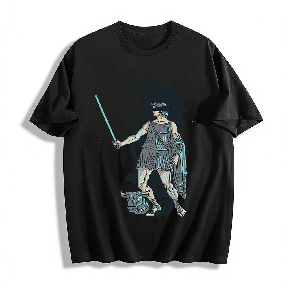 

Vintage Greek Myth Lightsaber Warrior Graphic T-Shirt Pure cotton T-shirt XXS