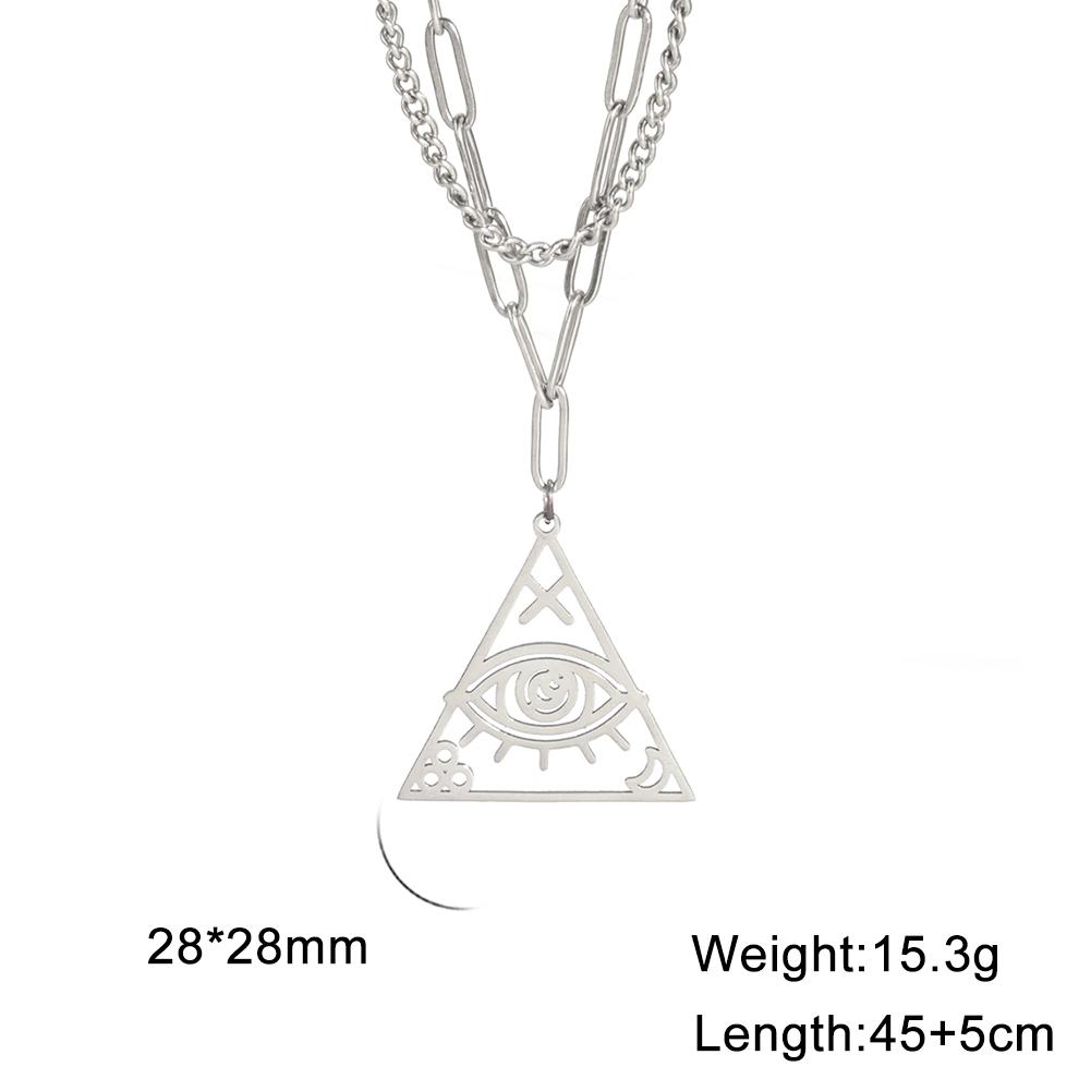 LIKGREAT Vintage Egyptian Egypt Pyramid Women Necklace Evil Eye Triangle Illuminati Pendant Choker Stainless Steel Jewelry
