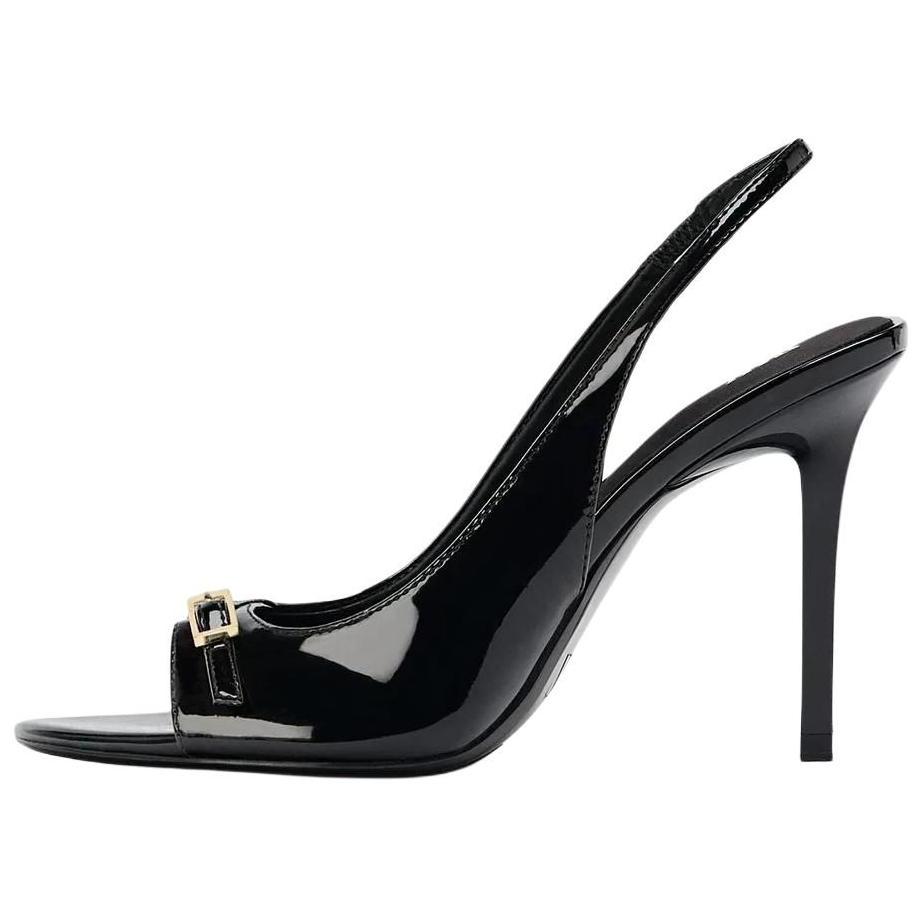 

Zara Pu Elegant Open-Toe High Heel Patent Effect Pointed Toe Strap Sandals 10.5Cm Women Sandals Black 13307510-38 36