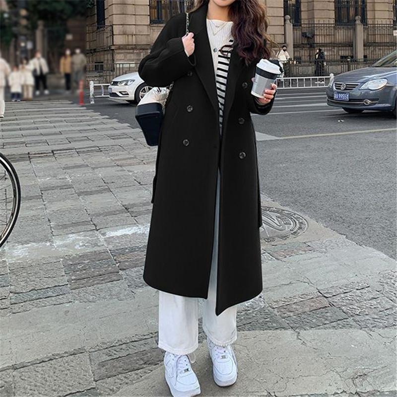 Tooxika New Autumn And Winter Commuter Solid Color Wool Coat For Women Mid-length Lace-up Wool Coat