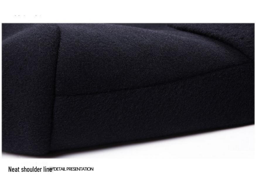 Men's Mid-Length Wool Coat with Detachable Down Liner, Business Lapel Style