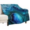 Teal Blue Agate Throw Blanket Decorative Beds Soft Soft Beds Multi-Purpose Blankets
