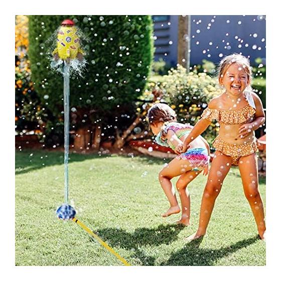 OBEST Sprinkler Rocket Toy, Outdoor Water Play, Summer Fountain Toy, Parent-Child Interaction, Water Pressure Control Height, Includes Hose, Seal,