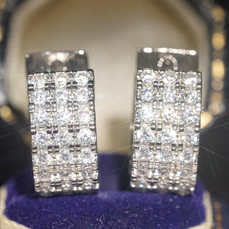 Huitan Dainty Hoop Earrings with Shiny Cubic Zirconia Noble Daily Life Office Jewelry for Women Fashion Stylish Ear Accessories
