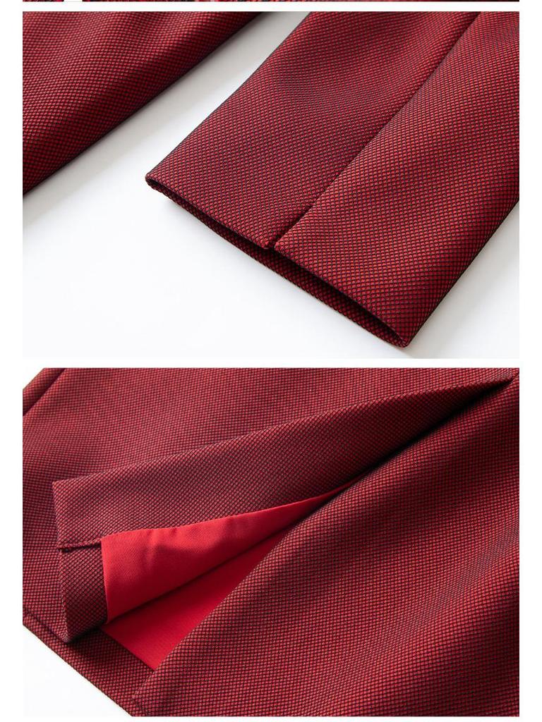 L1018 Spring Wedding Banquet Wine Red Qipao: High-End, Elegant, Mother's Slimming Dress with Three-Quarter Sleeves.