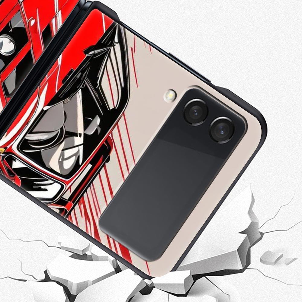 Phone Case for Samsung Galaxy Z Flip 3 4 5 6 Folding Black Shell JDM Tokyo Drift Sports Car For Samsung Z Flip4 Flip5 PC Cover