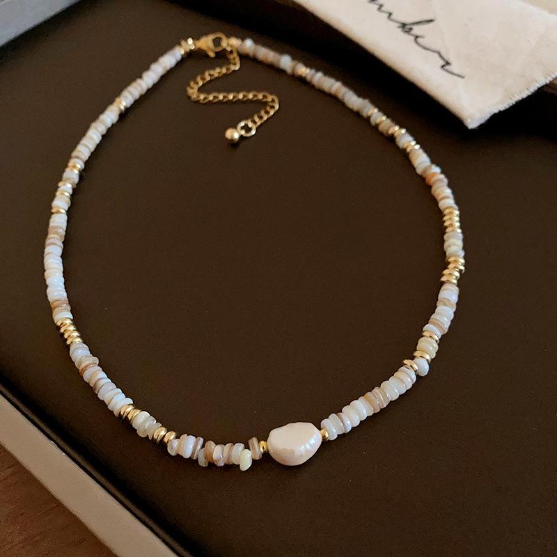 Electroplated zircon serpentine flower butterfly safety lock pearl necklace medieval collarbone chain new Chinese necklace women