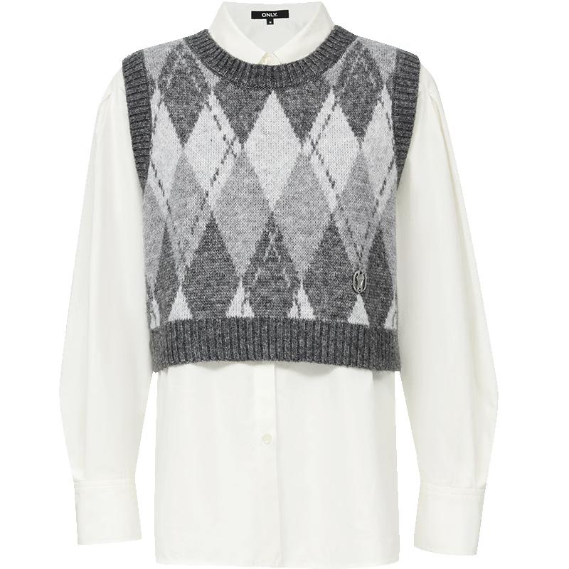 ONLY Women's Argyle Knit Vest & Shirt Set