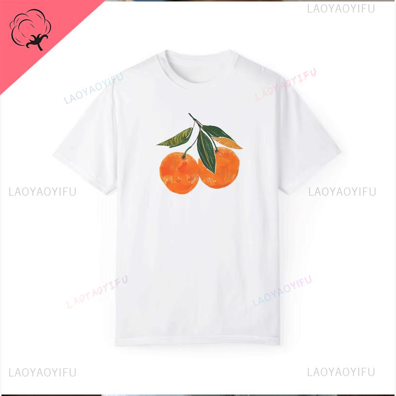 Korean T-shirt Women Fig Fruit Graphic Shirt Aesthetic Vintage TShirt Graphic Summer High Quality Cotton Ropa Mujer Aesthetic
