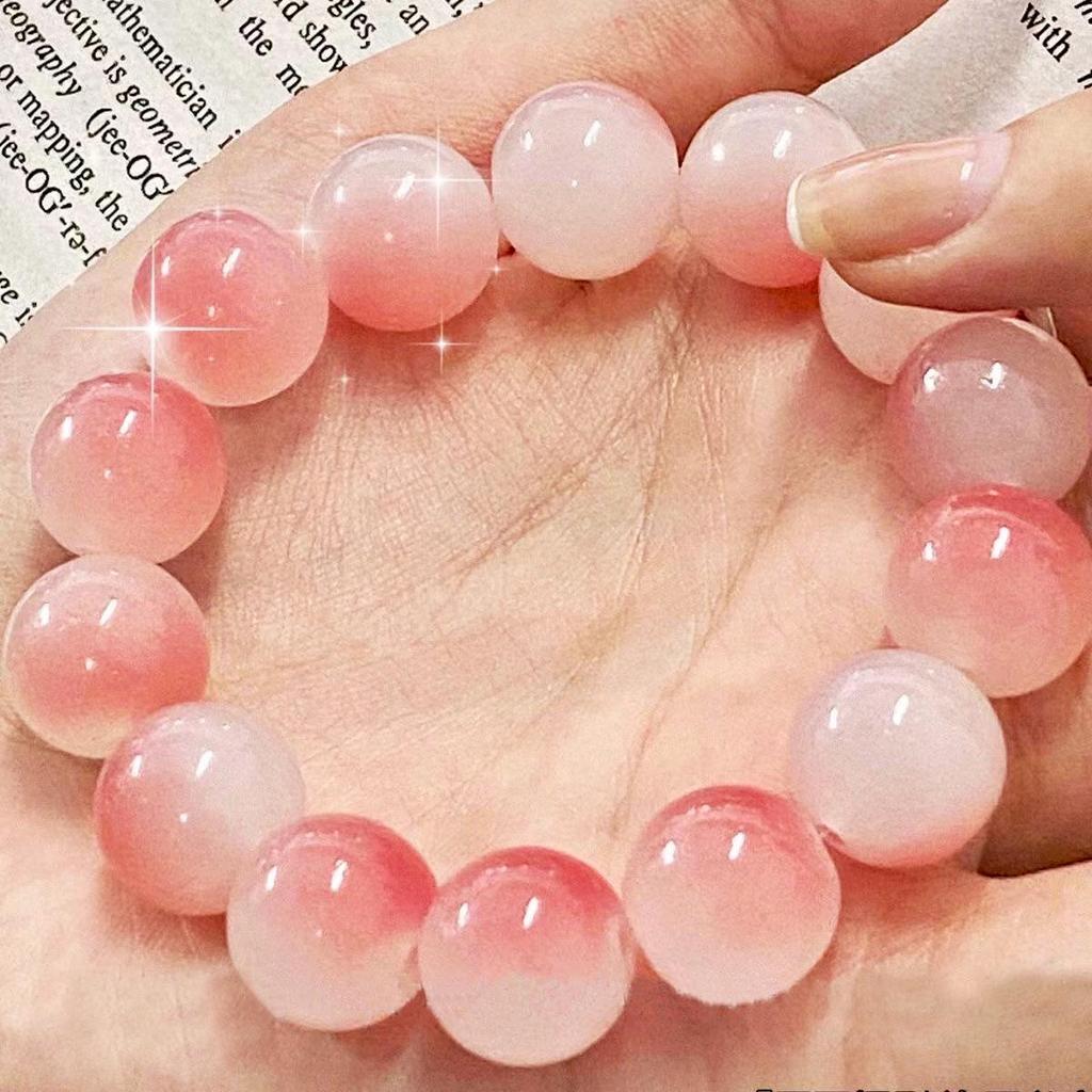 Verlaufenes Bodhi-Wurzel- und Jade-Stein-Armband - Natürlicher Kristallperlen-Schmuck für Mädchen