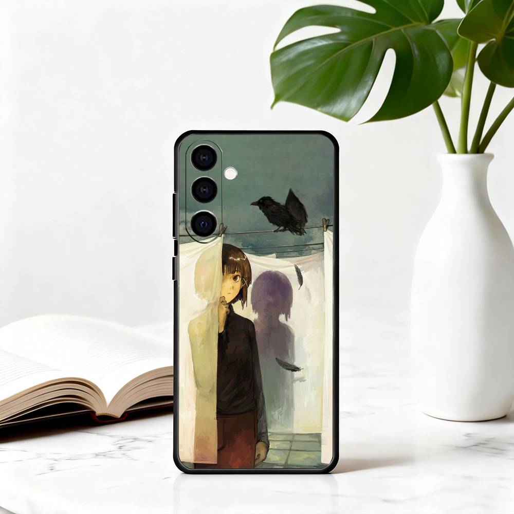 S-Serial L-Lain E-Experiments-SEL Phone Case Black Silicone Soft For Samsung Galaxy A73,A72,A71,A70,A53,A52,A51