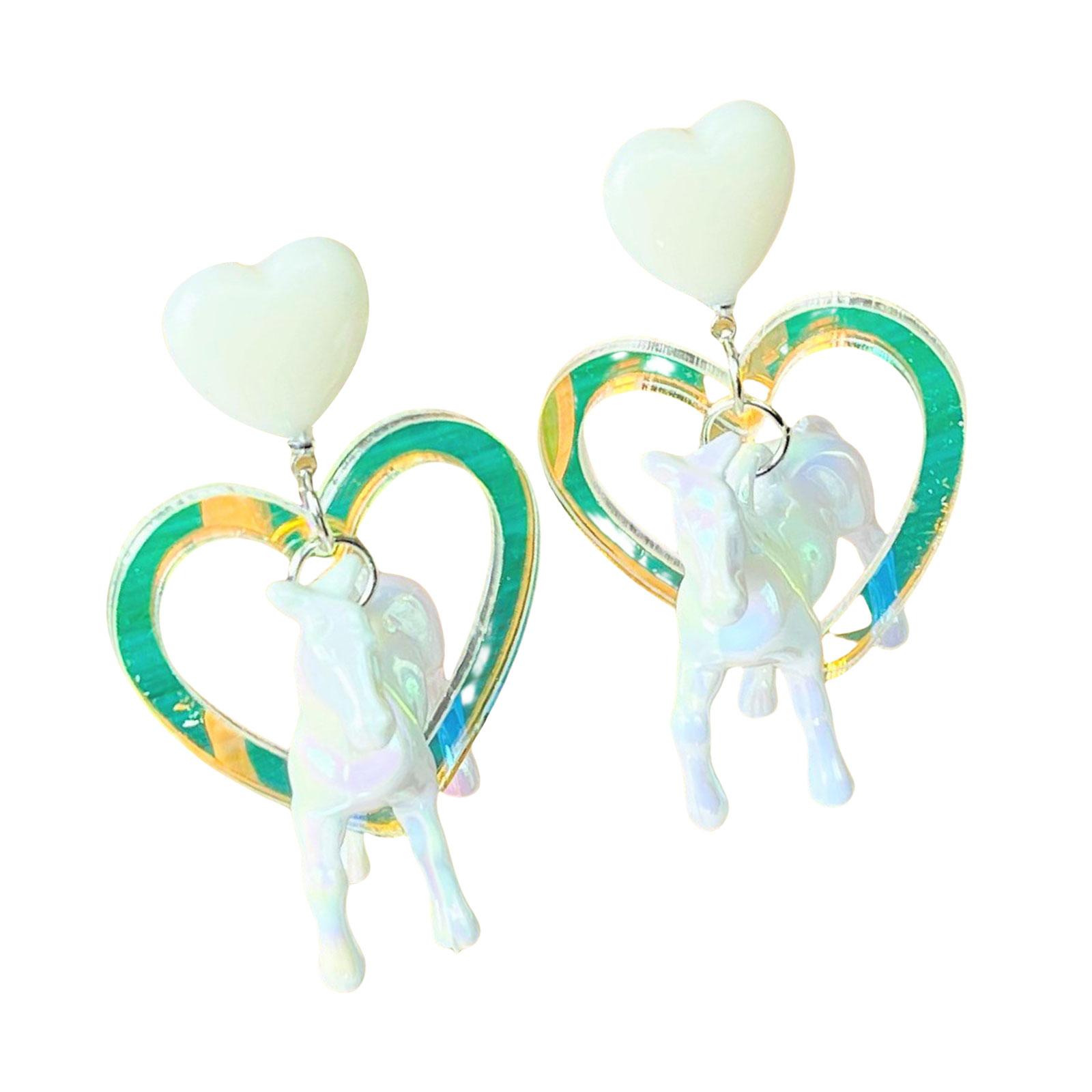 

Очаровательные акриловые серьги-подвески в виде сердца и лошади, современные серьги-капли в виде сердца и лошади, ювелирные изделия, стильная серьга-подвеска белый