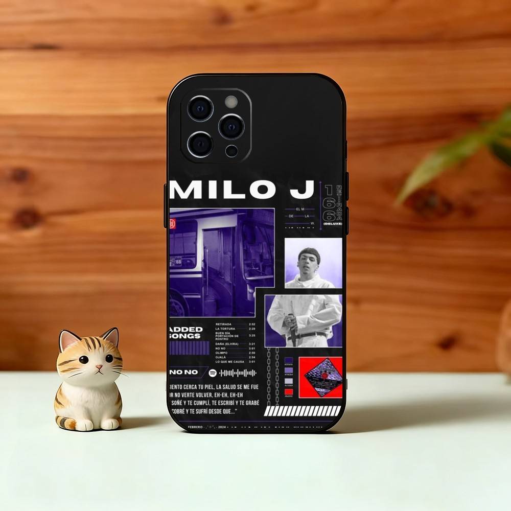 M-Milo J Phone Case For iPhone 17,16,15,14,13,12,11 Plus,Pro Max,XS,Soft Silicone Black Cover