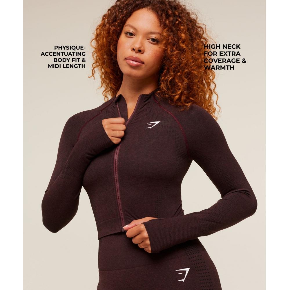 Gymshark Vital Midi Zip Up Jacket Rich Maroon Marl B5a9q Nc65