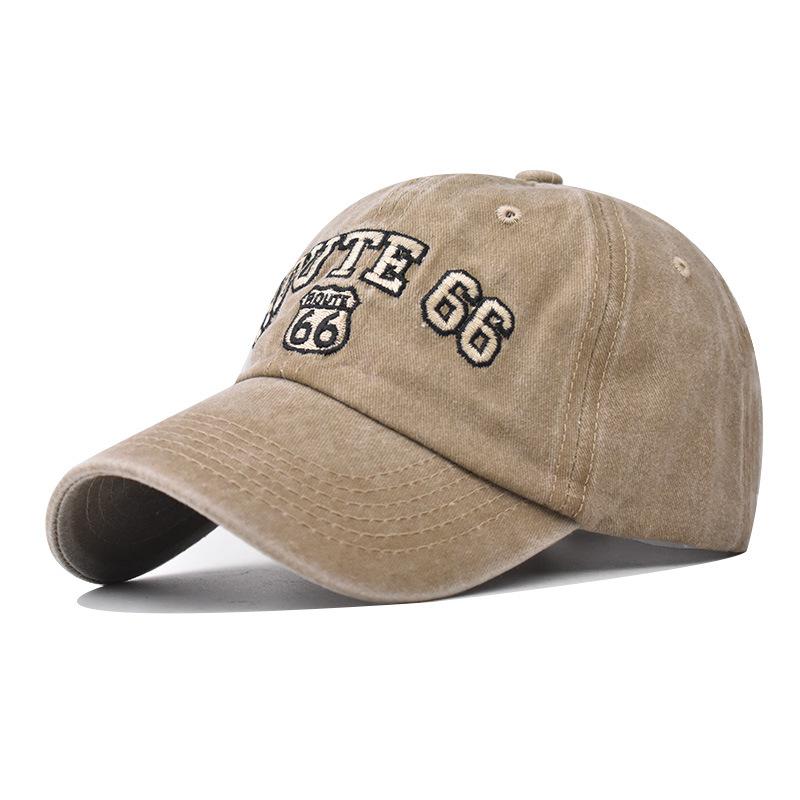 Hat Pure Cotton 66 Baseball Hat Water Wash Embroidered Big Letter