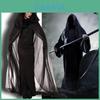 Encantador Vestido de Bruxa Maligna Gótica Feminino Com Capa com Capuz de Comprimento Total