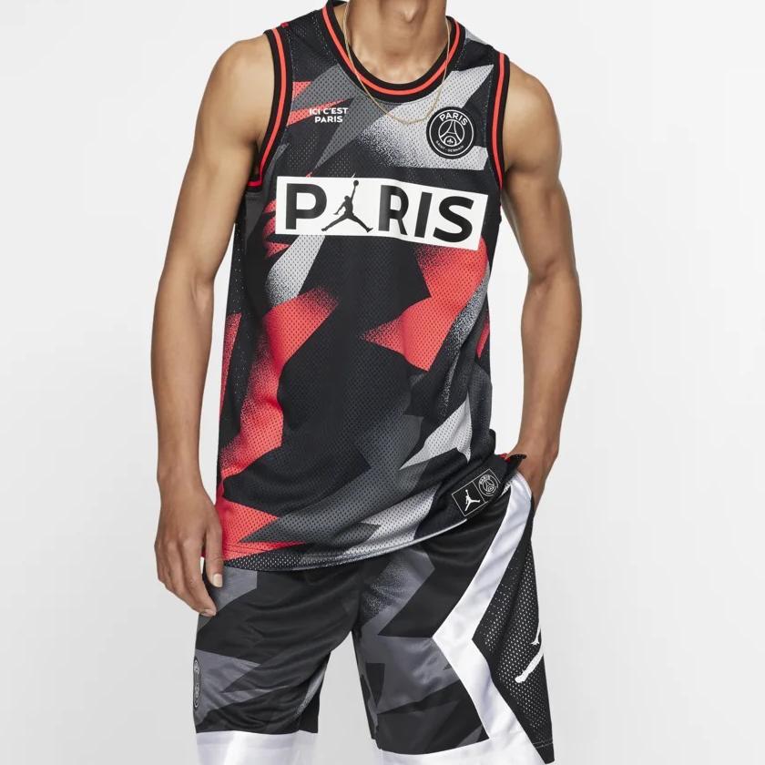 Jordan Paris Saint-Germain Basketball Jersey Mesh Fabric Men Tops Black BQ8357-010