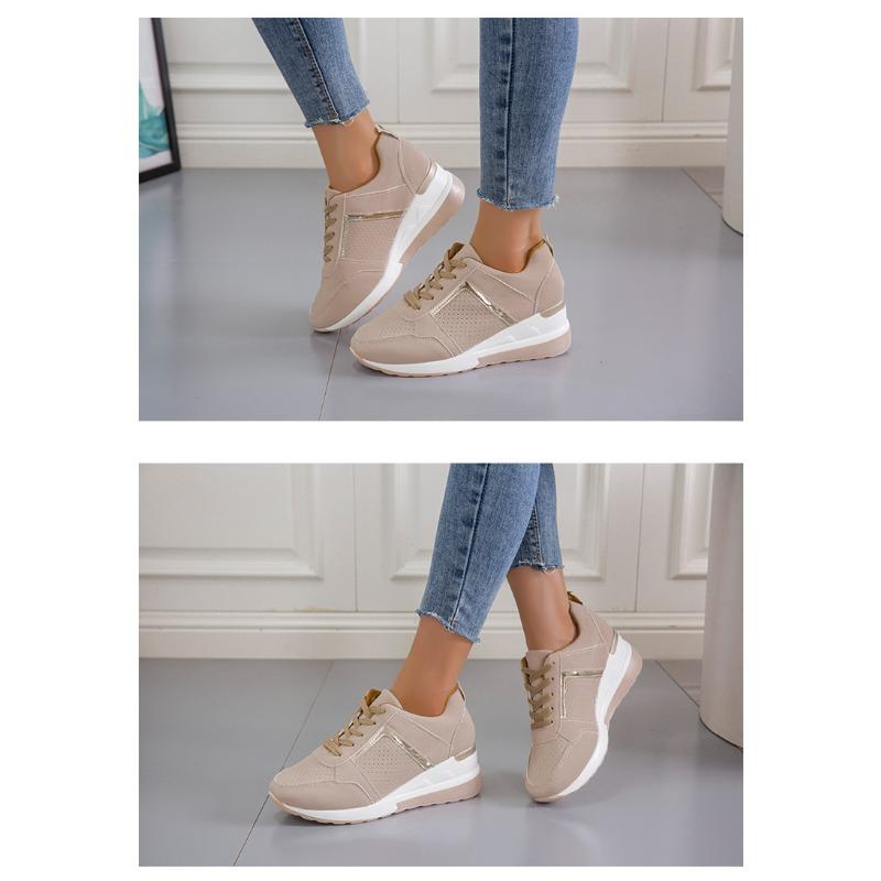 New Women's Sportswear Shoes Platform Wedge Heel Large Size Lace-Up Breathable Women's Sneakers